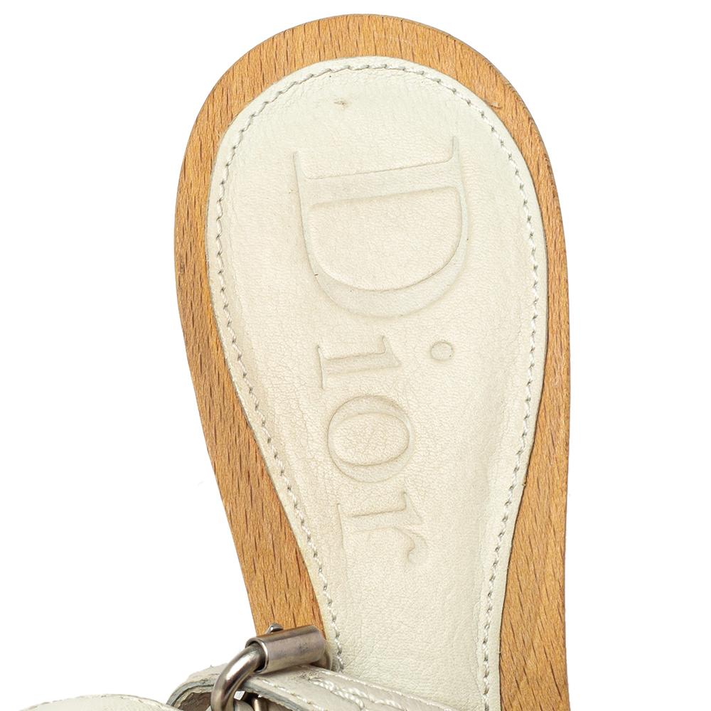 Women's Dior White Leather Platform Slingback Sandals Size 38