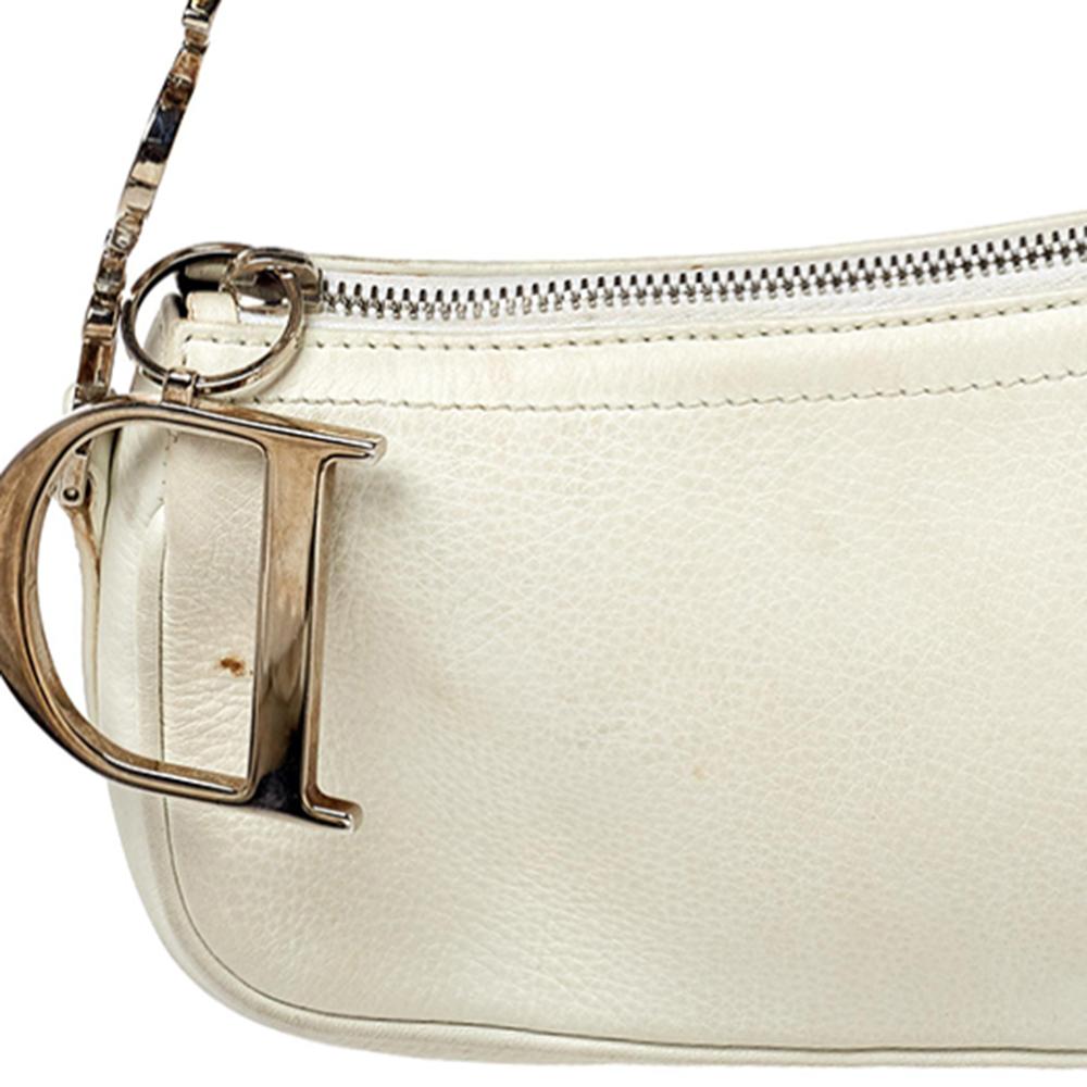 Women's Dior White Leather Pochette Shoulder Bag