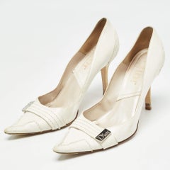 Dior White Leather Pointed Toe Pumps Size 38.5