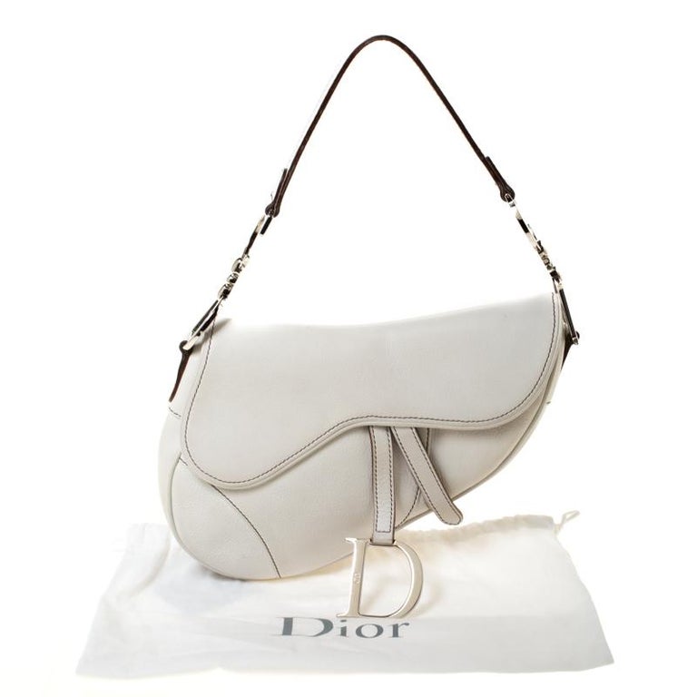 Dior White Leather Saddle Bag For Sale at 1stDibs