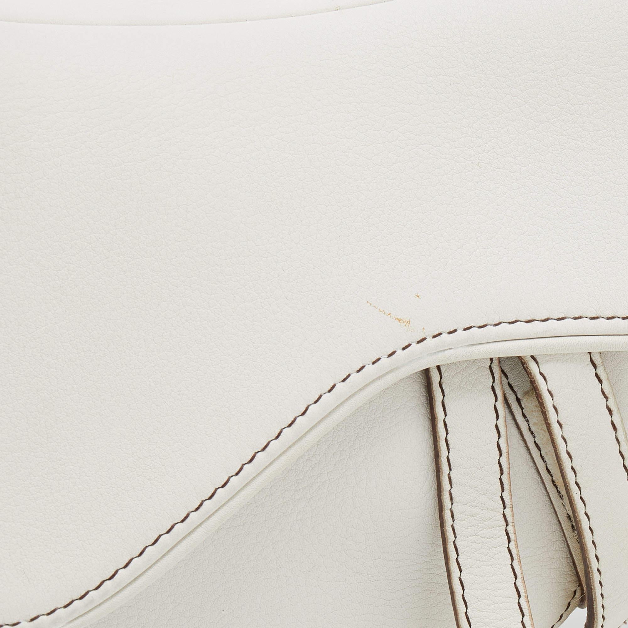 Dior White Leather Saddle Bag 1
