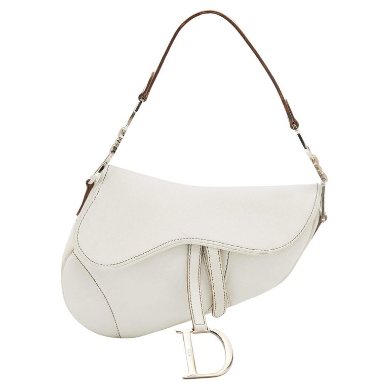 Dior White Leather Saddle Bag For Sale at 1stDibs