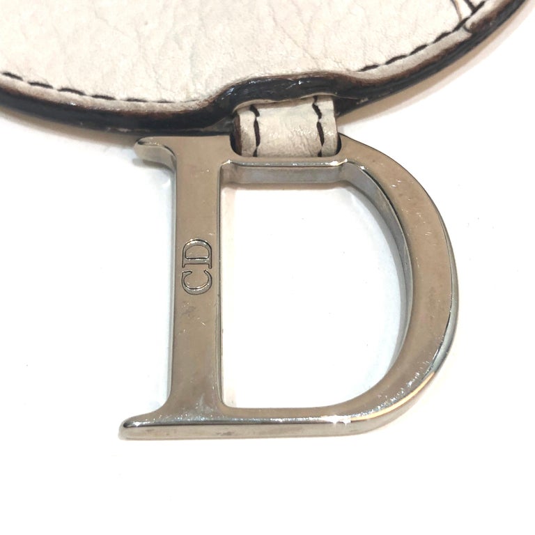 Dior White Leather Silver 'D' Charm Stitch Small Fanny Pack Waist Bum Belt Bag In Good Condition For Sale In Paris, FR