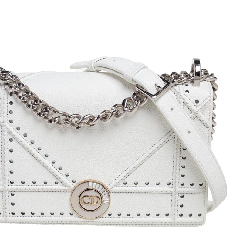 Dior White Leather Small Diorama CD Clasp Shoulder Bag at 1stDibs