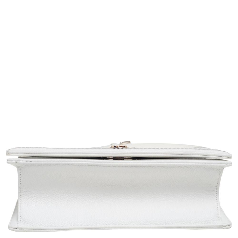 Women's Dior White Leather Small Diorama CD Clasp Shoulder Bag