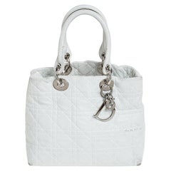 Dior White Leather Soft Lady Dior Tote