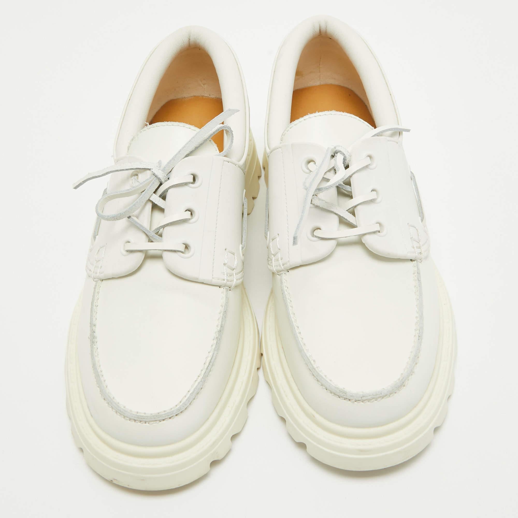 Dior White Leather Walker Boat Sneakers Size Size 39 In Excellent Condition In Dubai, Al Qouz 2
