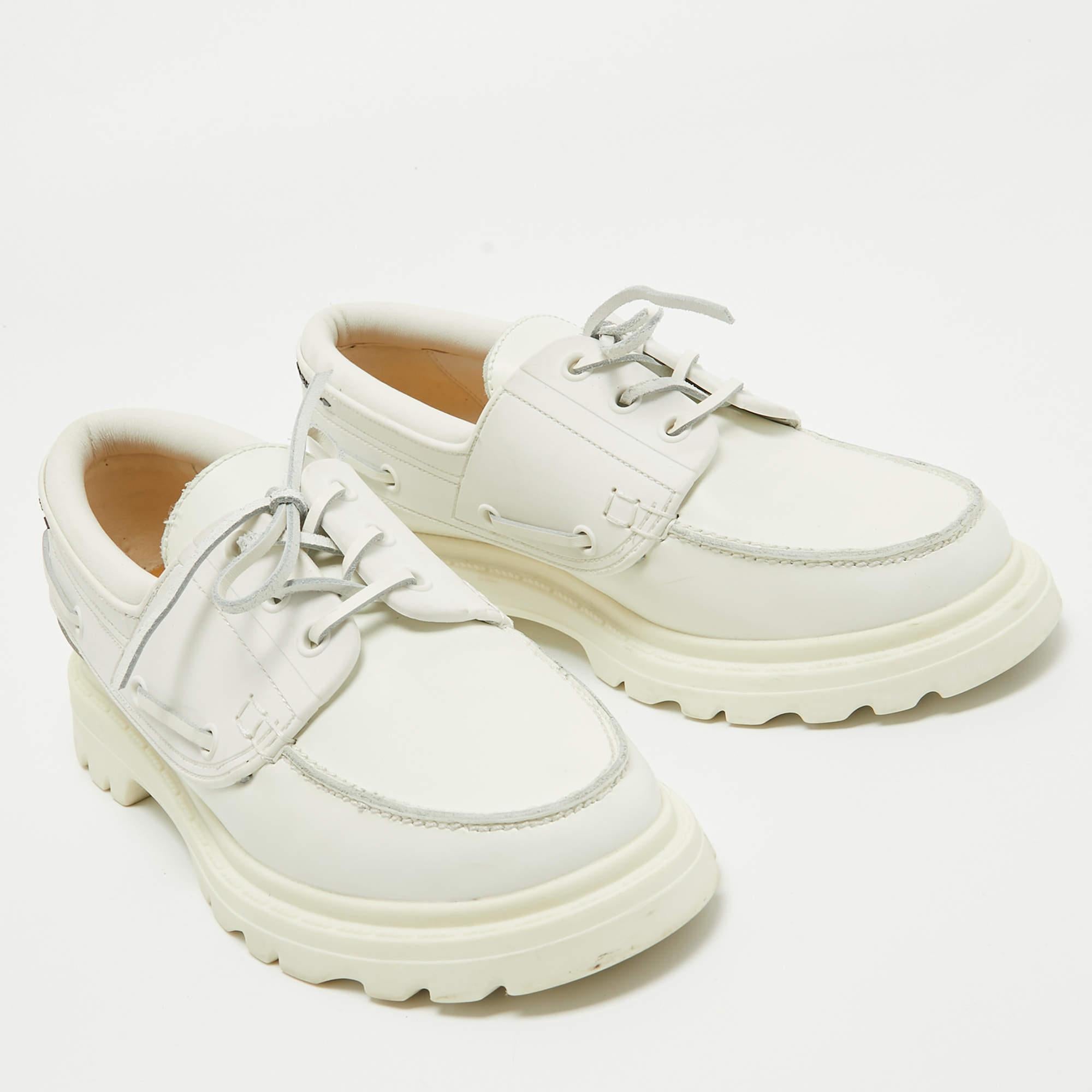 Women's Dior White Leather Walker Boat Sneakers Size Size 39
