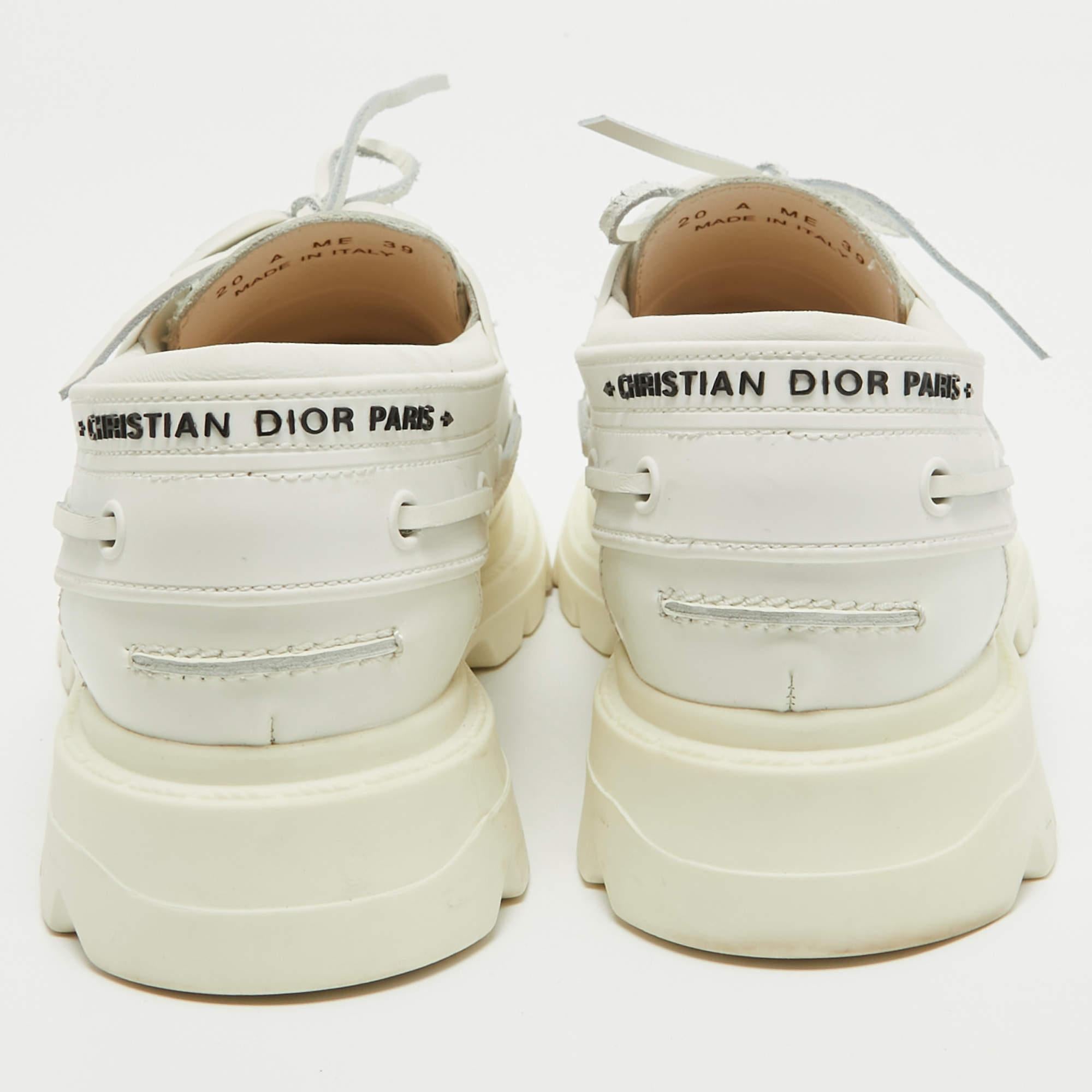 Dior White Leather Walker Boat Sneakers Size Size 39 3