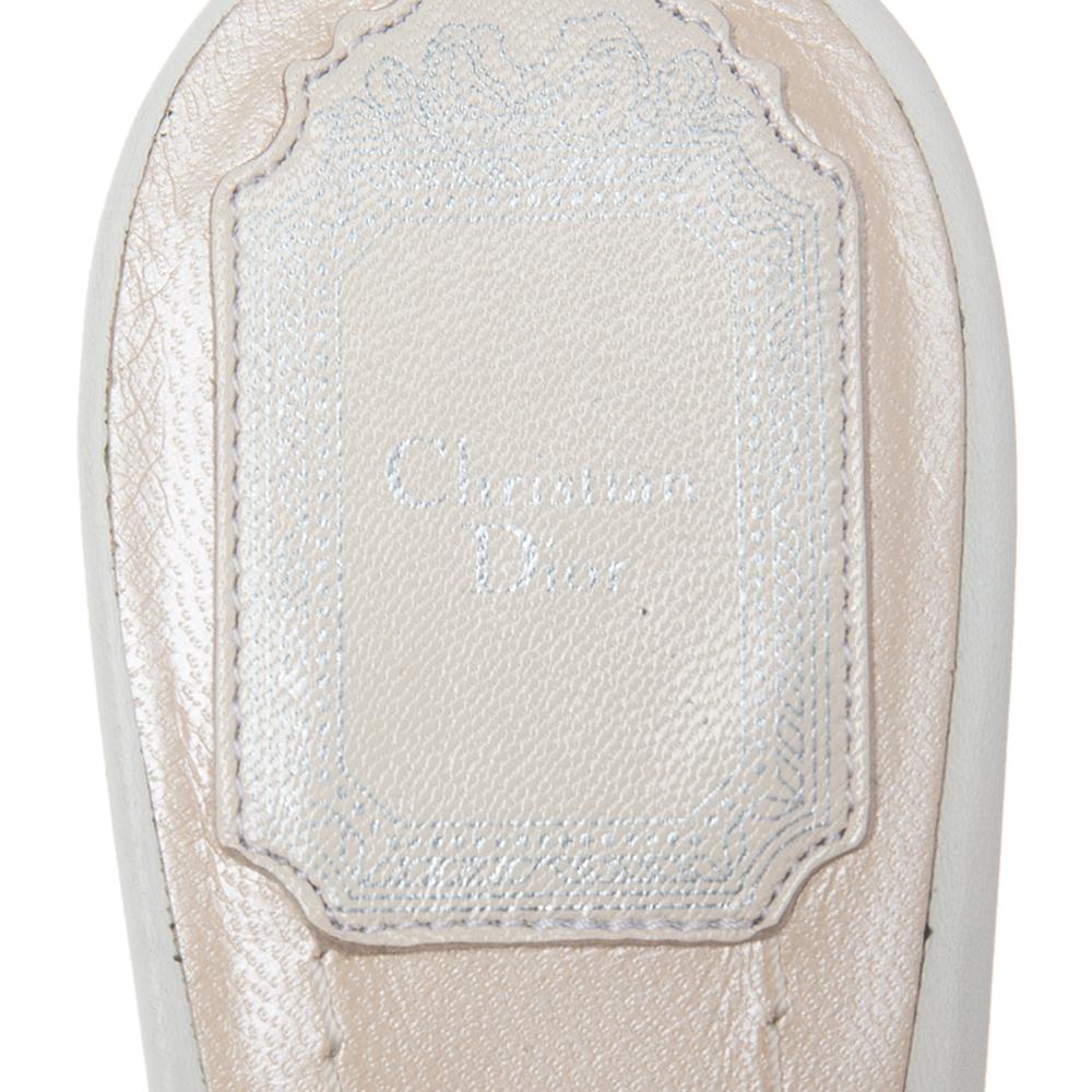 Dior White Leather Wedge Platform Open Toe Sandals Size 40 In Excellent Condition In Dubai, Al Qouz 2