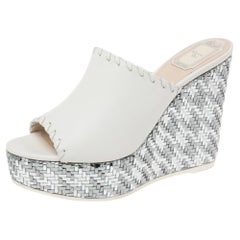 Dior White Leather Wedge Platform Open Toe Sandals Size 40