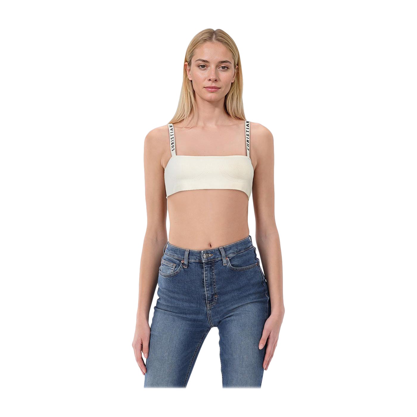 Dior White Logo Detail Bralette Size S.S. White