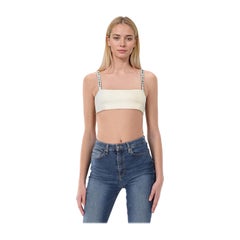 Dior White Logo Detail Bralette Size S.S. White
