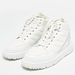 Dior White Mesh and Patent Leather D-Player High Top Sneaker Size 37.5