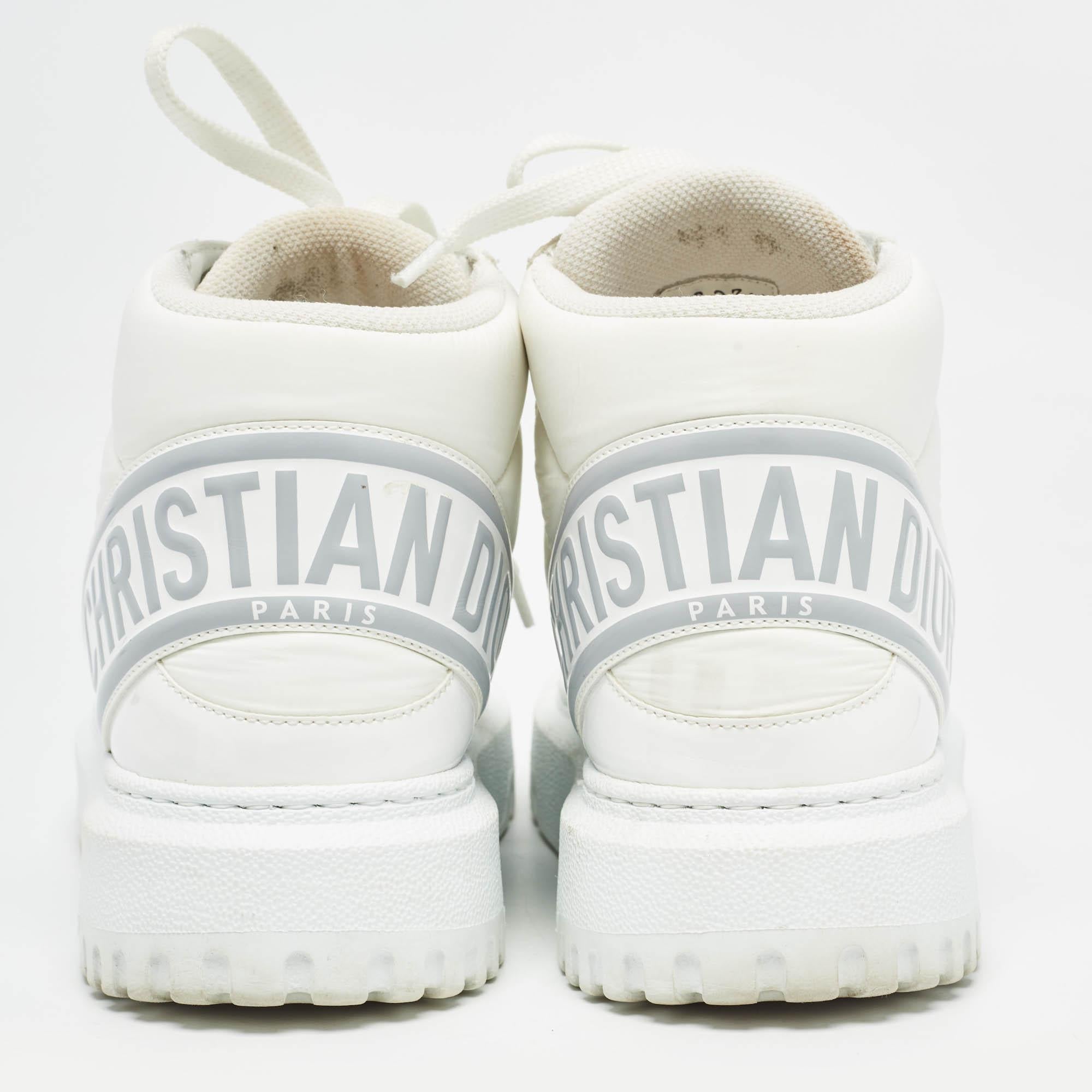 Women's Dior White Mesh and Patent Leather D-Player High Top Sneaker Size 37.5 For Sale