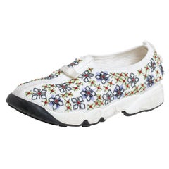 Dior White Mesh Embellished Fusion Slip On Sneakers Size 38.5