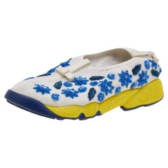 Dior Weiß Mesh Fusion Floral Pailletten verschönert Slip On Turnschuhe Größe 37