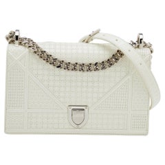 Dior White Micro Cannage Patent Leather Small Diorama Shoulder Bag