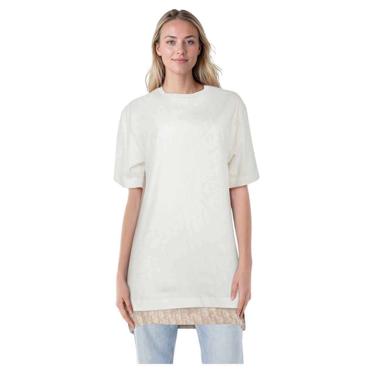 Maglietta Dior White Monogram Layered Taglia M. T. I. in vendita