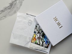 Dior White & Multi Floral Silk D-Millefiori Scarf 55x55 inch versatile design!