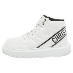 Dior White Nylon and Patent Leather D-Player Sneakers Size 39.5