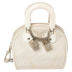 Dior White Oblique Canvas and Leather Gambler Dice Bag
