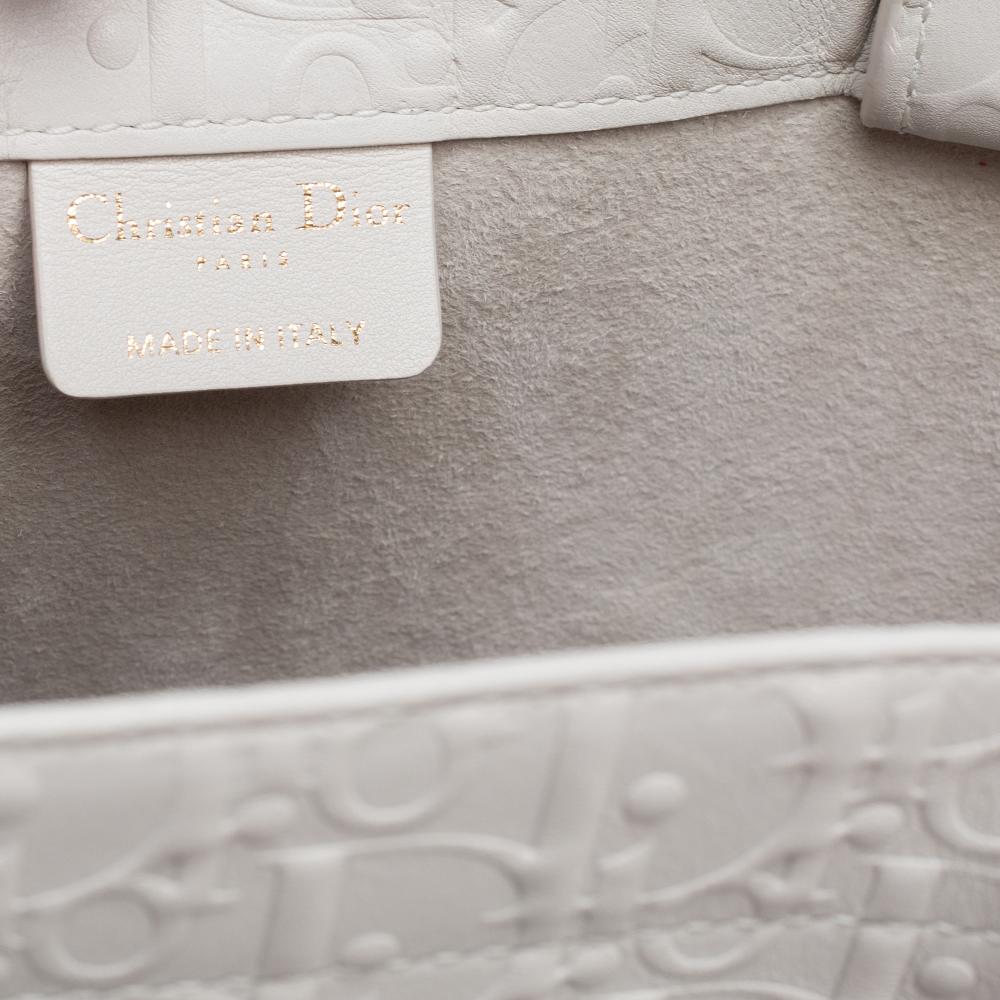 Dior White Oblique Embossed Leather Book Tote 3
