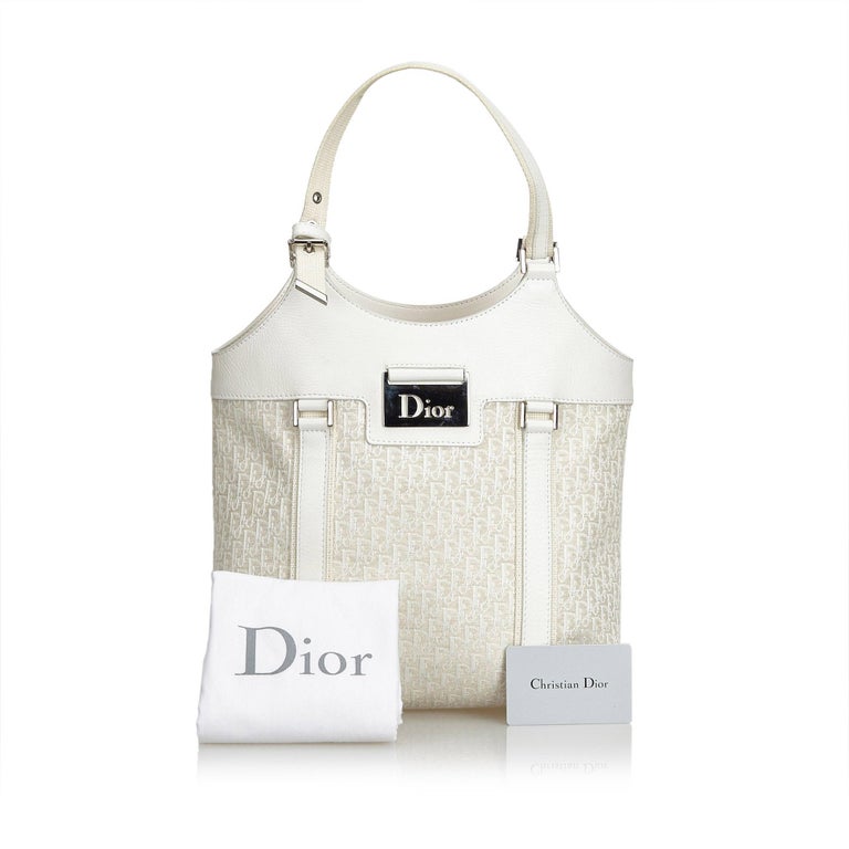 Dior White Oblique Jacquard Tote Bag For Sale at 1stdibs