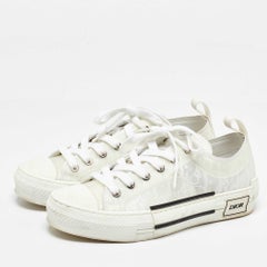 Dior White Oblique Mesh and Rubber B23 Low Top Sneakers Size 37.5