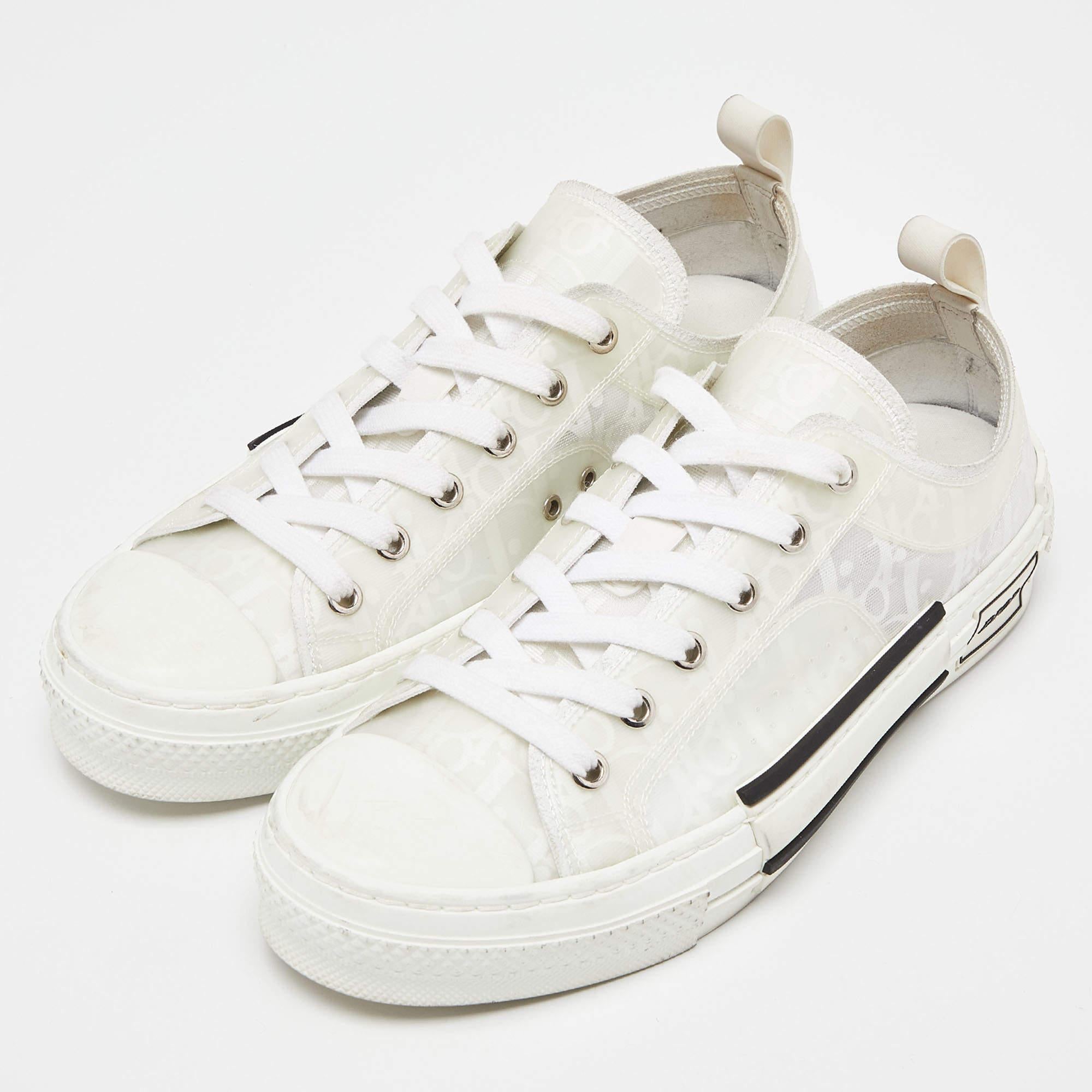 Women's Dior White Oblique Mesh and Rubber B23 Low Top Sneakers Size 39