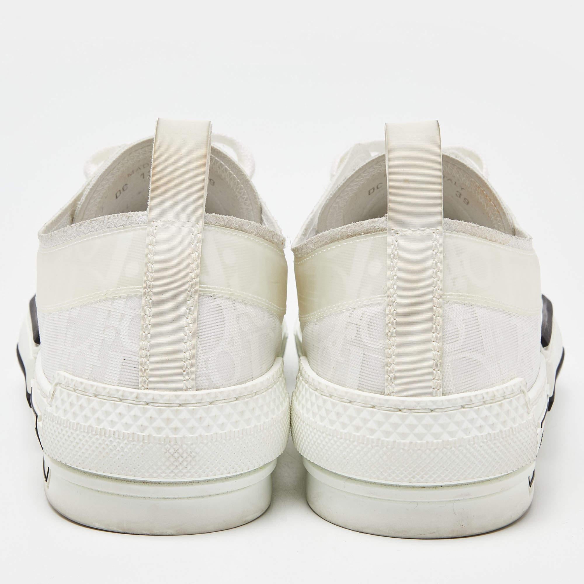 Dior White Oblique Mesh and Rubber B23 Low Top Sneakers Size 39 2