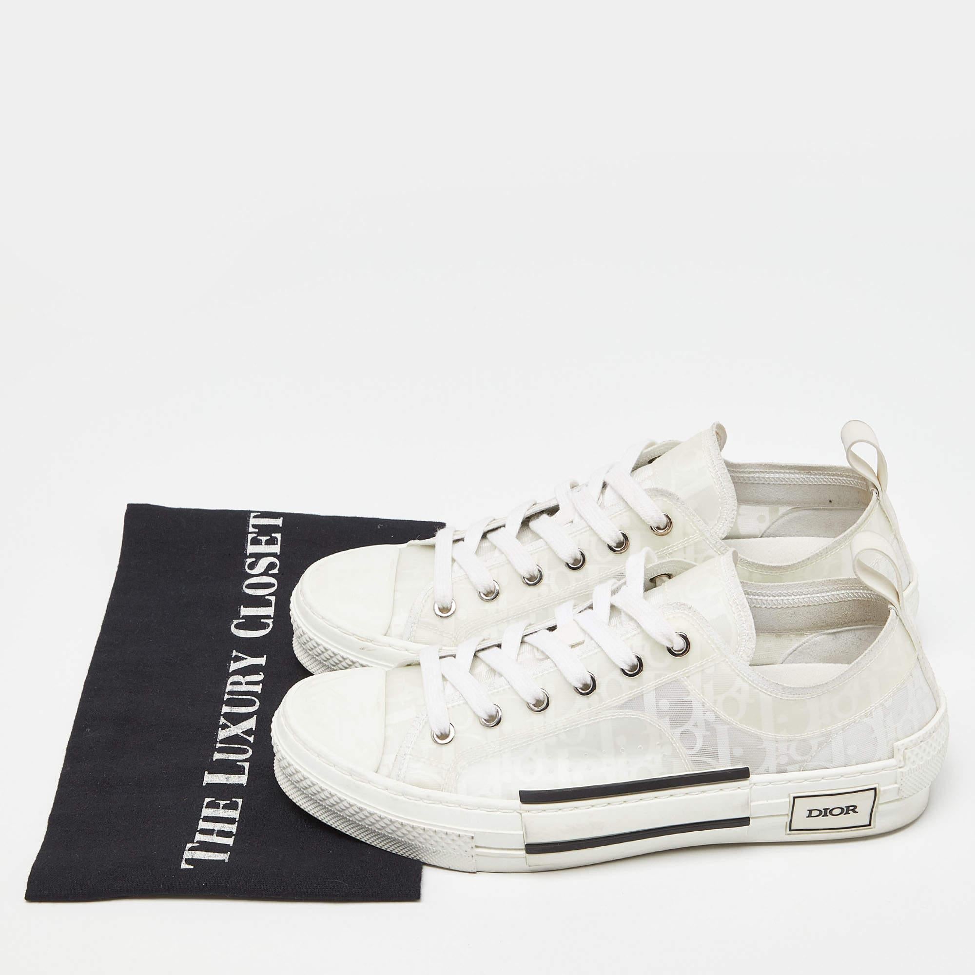 Dior White Oblique Mesh and Rubber B23 Low Top Sneakers Size 39 5