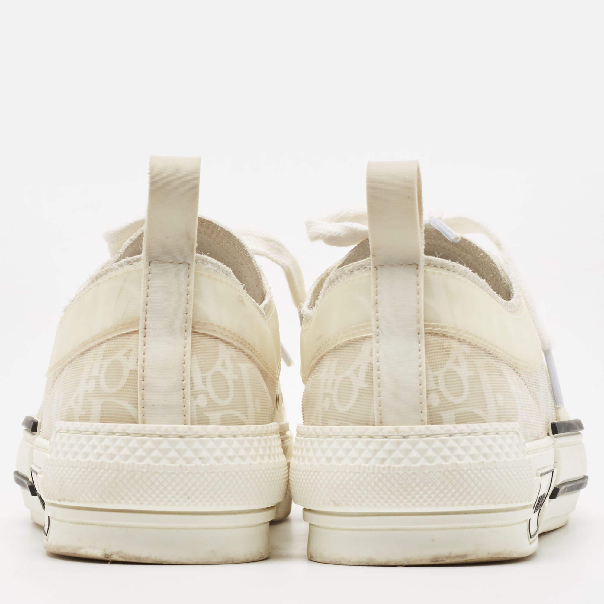Dior White Oblique Mesh and Rubber B23 Low Top Sneakers Size 41.5 3