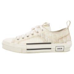 Dior White Oblique Mesh and Rubber B23 Low Top Sneakers Size 41.5