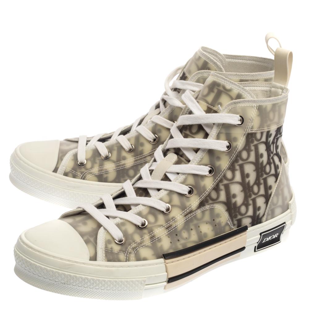 Men's Dior White Oblique Mesh B23 High Top Sneakers Size 42