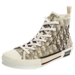 Dior White Oblique Mesh B23 High Top Sneakers Taille 42