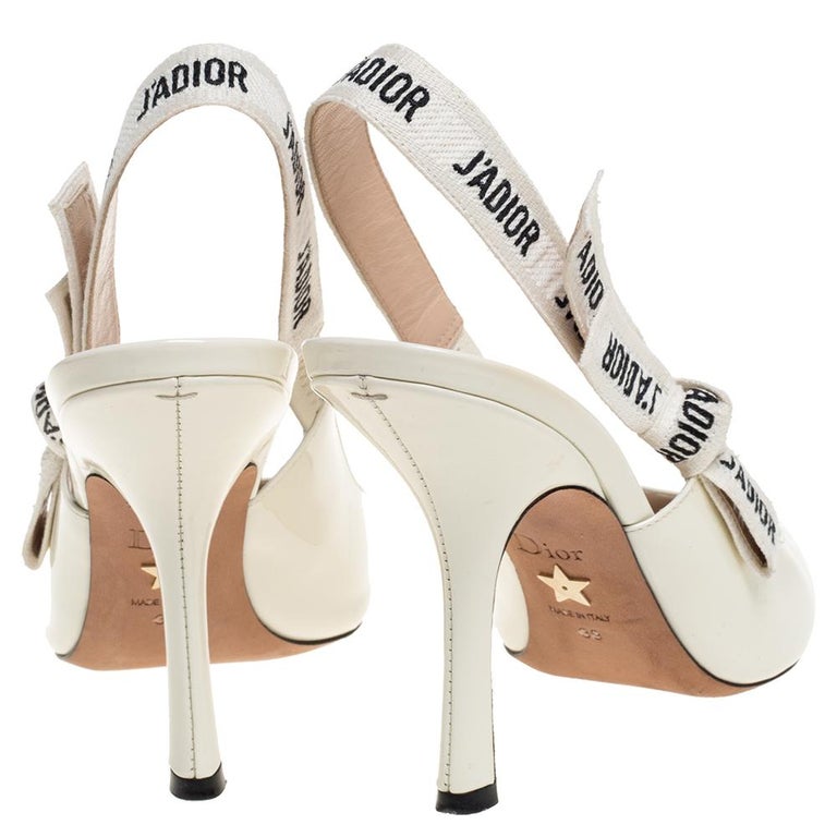 Dior White Patent Leather J'adior Slingback Pumps Size 39 at 1stDibs