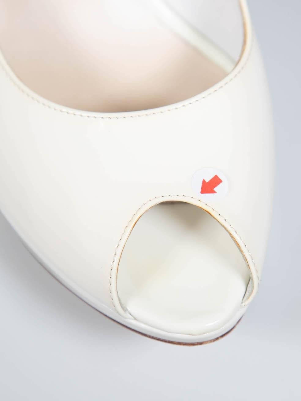 Dior White Patent Leather Peep-Toe Platform Heels Size IT 39 2
