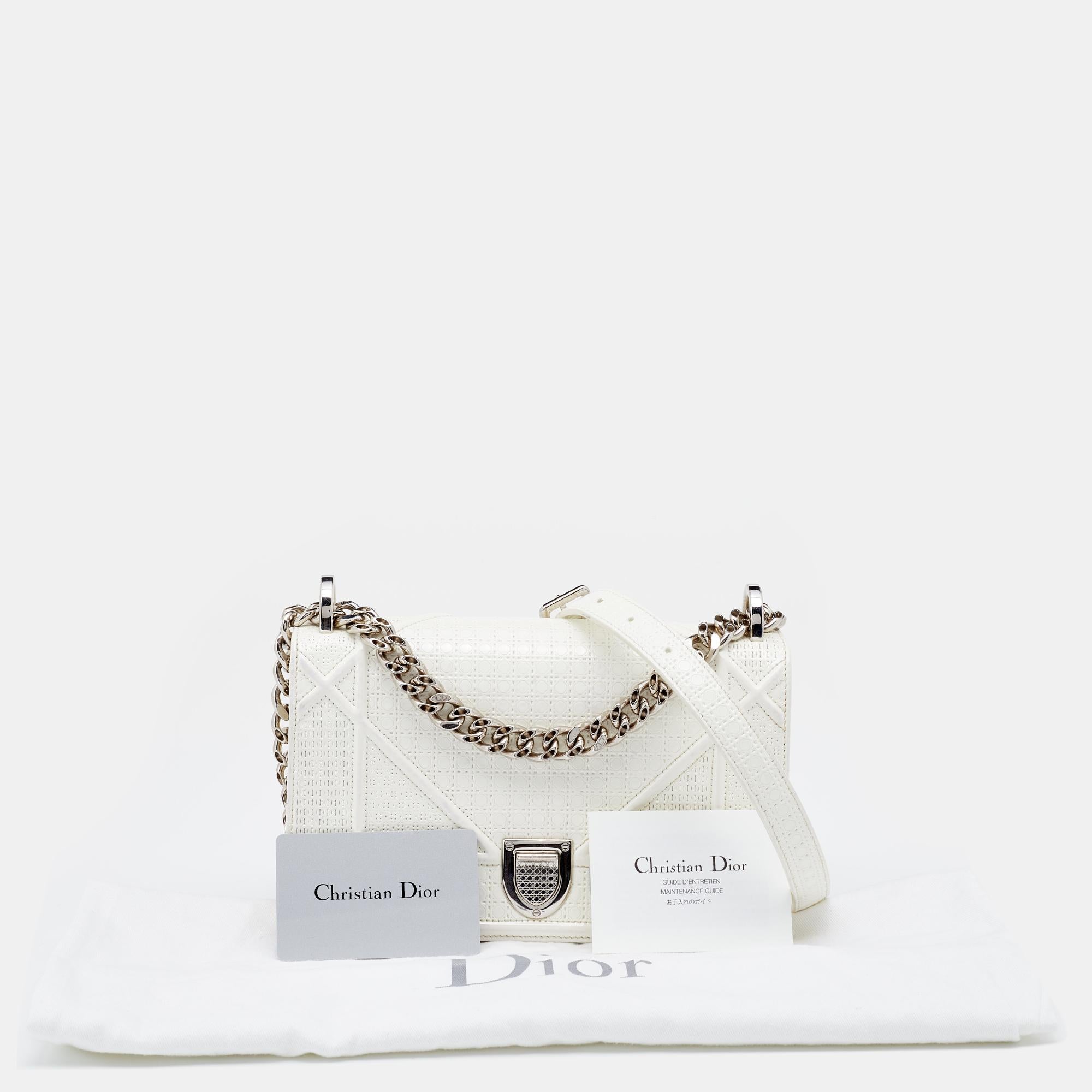 Dior White Patent Leather Small Diorama Flap Shoulder Bag 5