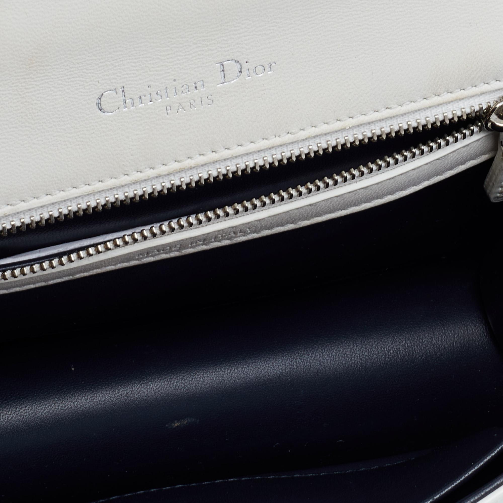 Women's Dior White Patent Leather Small Diorama Flap Shoulder Bag