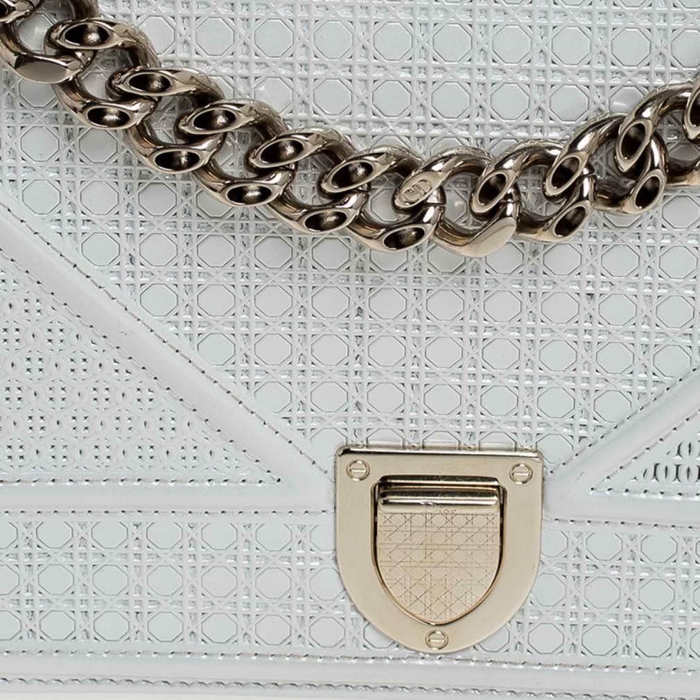 Dior White Patent Leather Small Diorama Flap Shoulder Bag 1