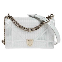 Dior White Patent Leather Small Diorama Flap Shoulder Bag