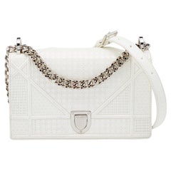 Dior White Patent Leather Small Diorama Flap Shoulder Bag