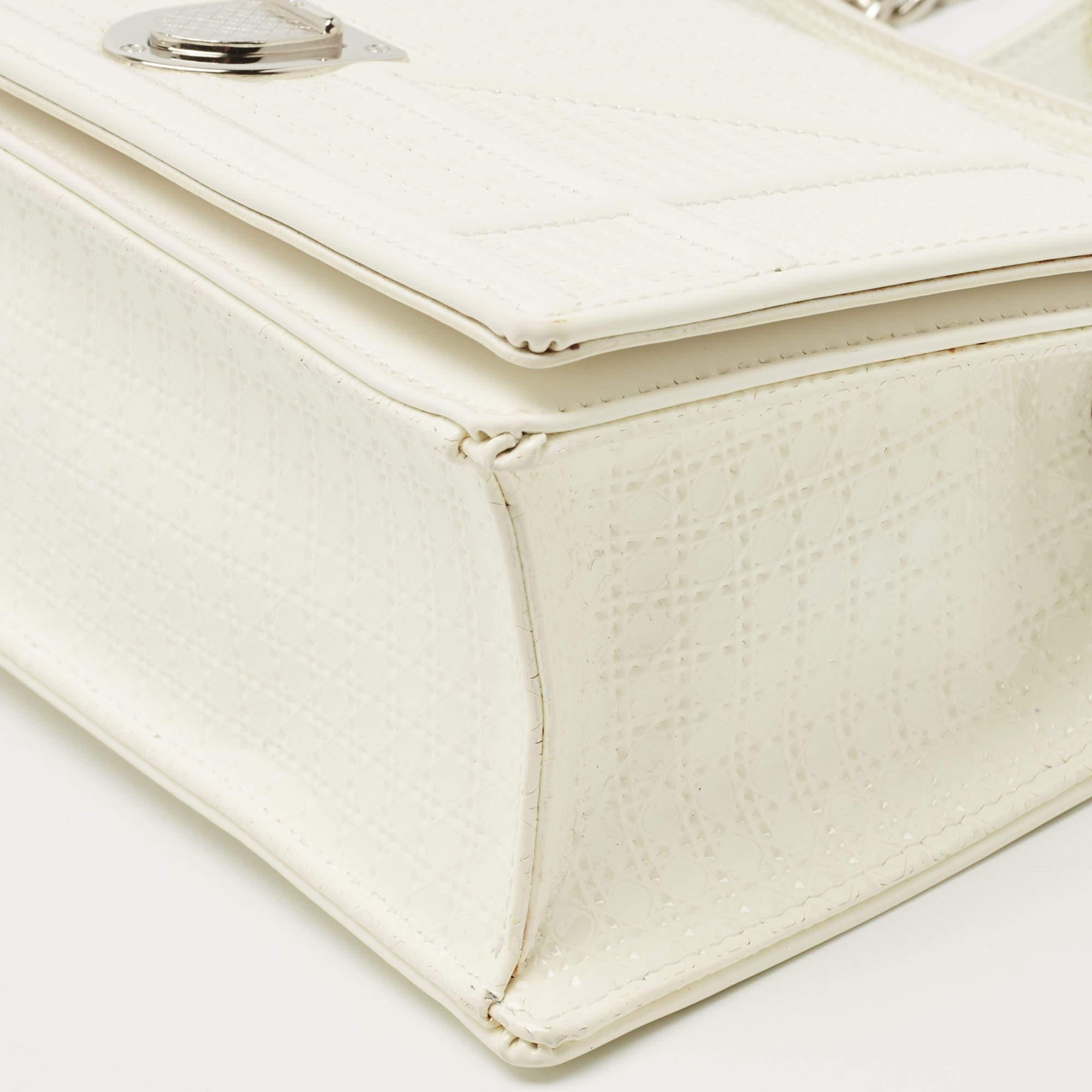 Dior White Patent Leather Small Diorama Shoulder Bag 10