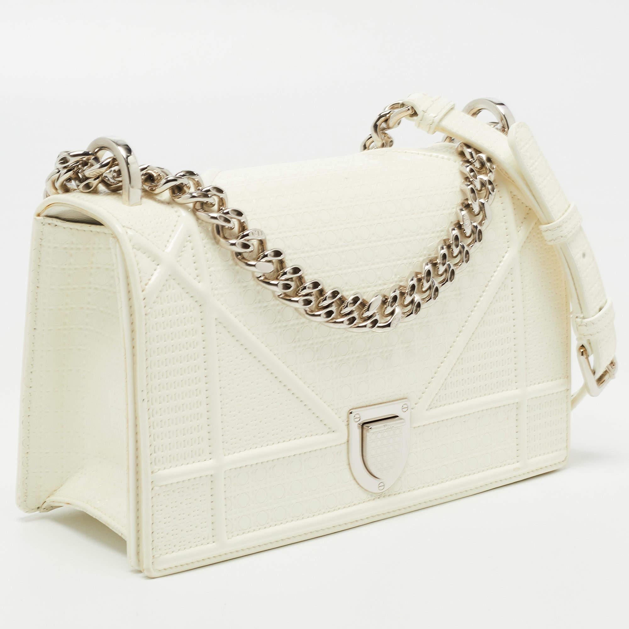 Women's Dior White Patent Leather Small Diorama Shoulder Bag