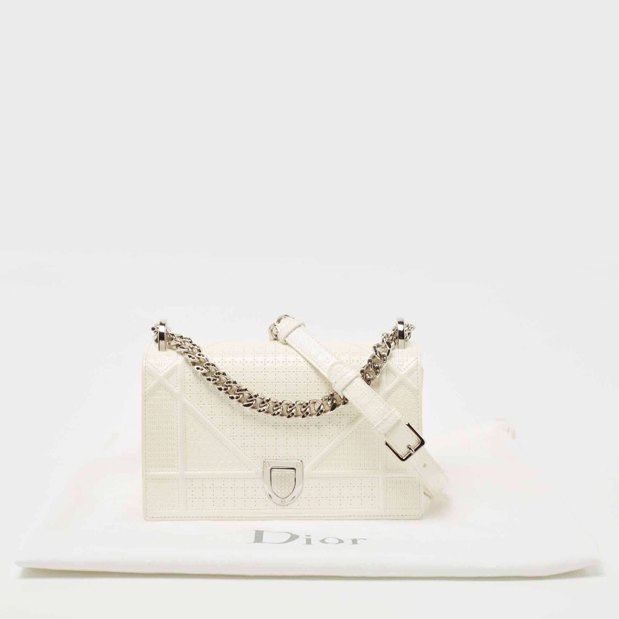 Dior White Patent Leather Small Diorama Shoulder Bag 3