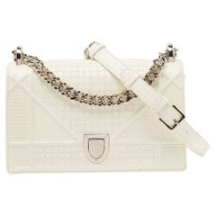 Dior White Patent Leather Small Diorama Shoulder Bag