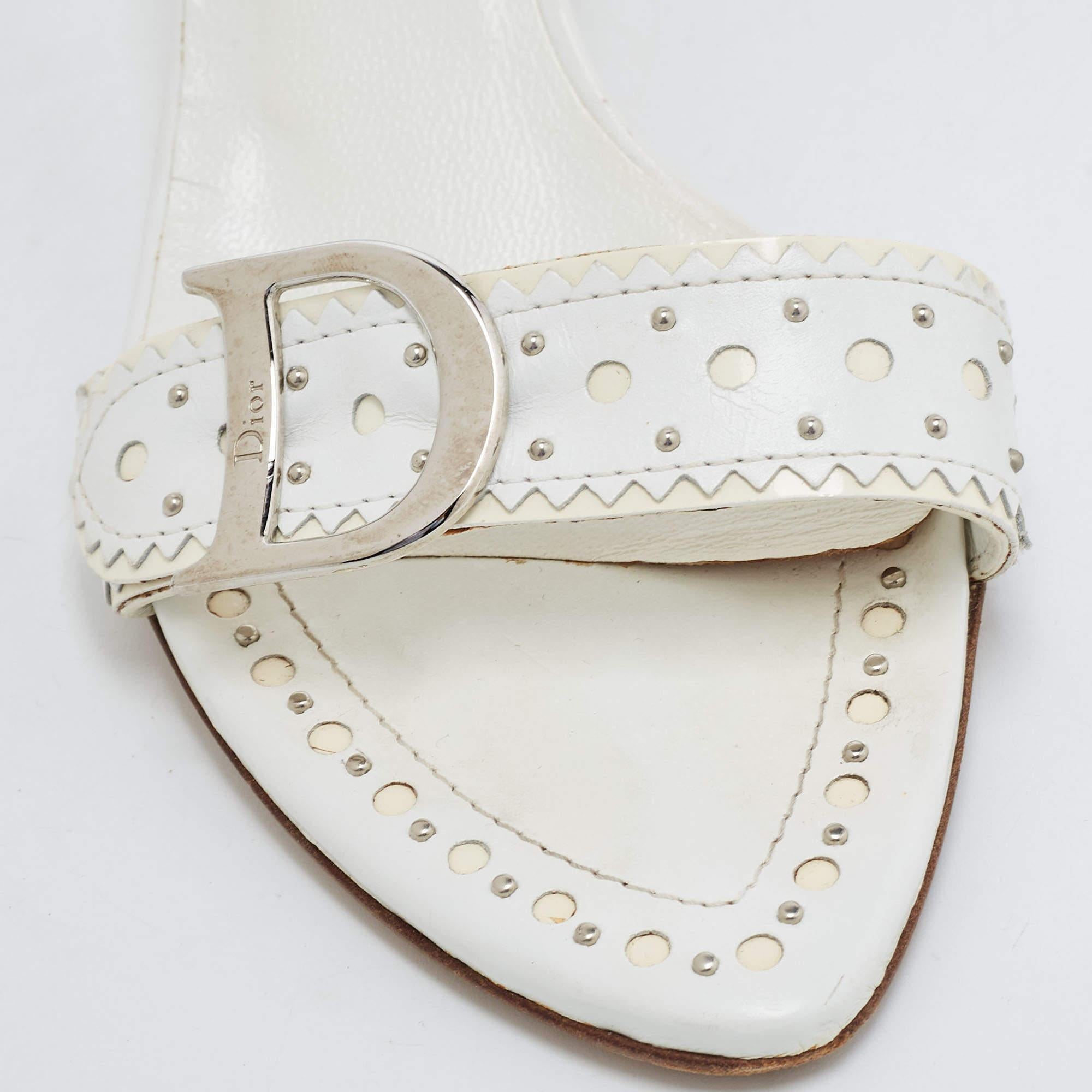 Dior White Perforated Leather Logo Slide Sandals Size 37 1
