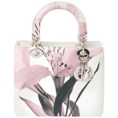 Dior Weiß/Pink Blumenmuster Leder Medium Lady Dior Tote
