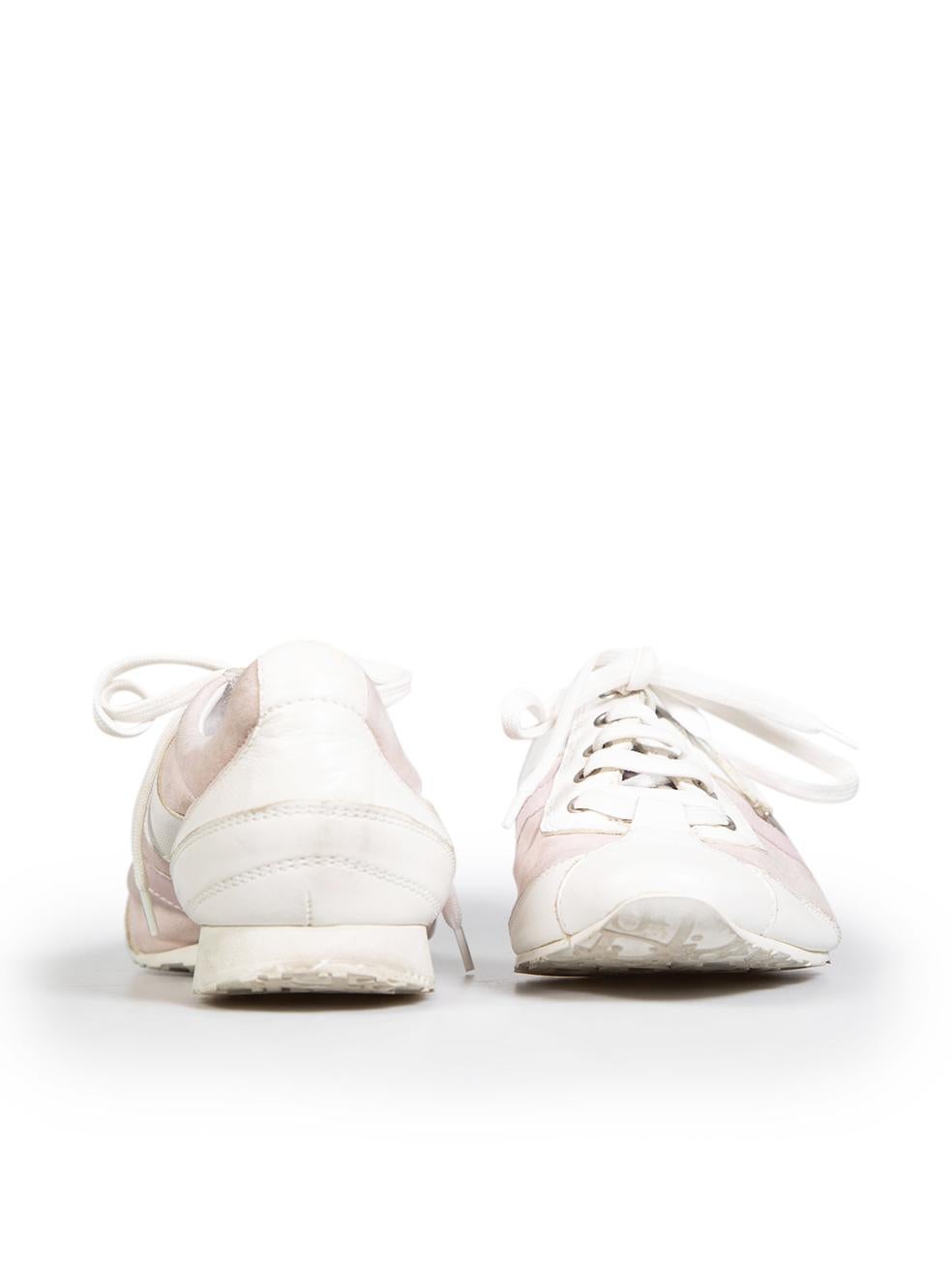 Gray Dior White & Pink Leather Trainers Size IT 41